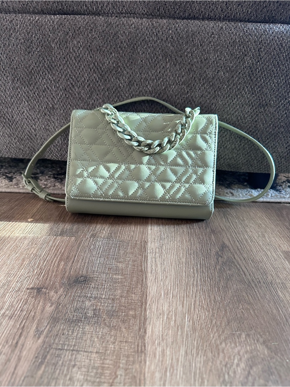 Betsey Johnson Quilted Sage Green Chain-Handle Women’s Crossbody Bag